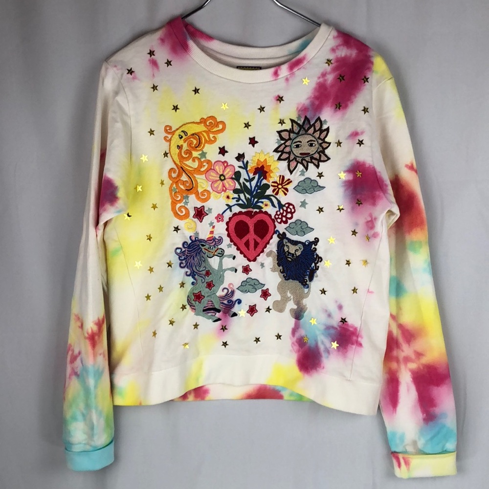 Ginger tie dye Embroidered Unicorn Love Sweatshirt
